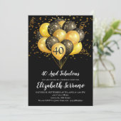 40e verjaardag zwart en goud kaart (Staand voorkant)