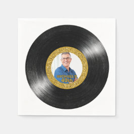 40e verjaardag Zwart en goud vinylplaat papier Servet