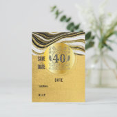 40e verjaardag zwart en goudmatig sparen de Datum Briefkaart (Staand voorkant)