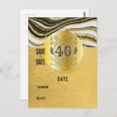 40e verjaardag zwart en goudmatig sparen de Datum Briefkaart (Voorkant / Achterkant)