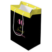 40e verjaardag zwart geel medium cadeauzakje (Voorkant Gekanteld)