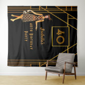 40e verjaardag zwart goud art deco uit de jaren 20 wandkleed (In Situ (horizontaal))