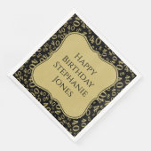 40e Verjaardag Zwart/Goud Beugel Getal Patroon Servet (Hoek)