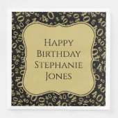 40e Verjaardag Zwart/Goud Beugel Getal Patroon Servet (Voorkant)