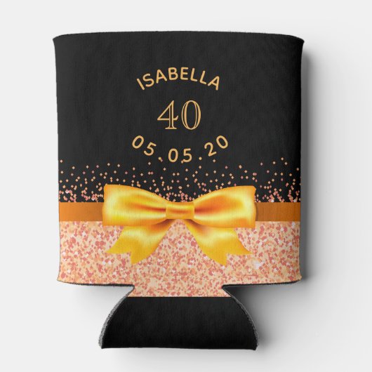 40e verjaardag zwart goud boog blikjeskoeler (Achterkant)