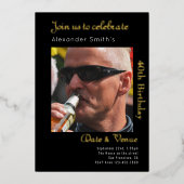 40e verjaardag zwart goud folie uitnodiging (Voorkant)