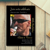 40e verjaardag zwart goud folie uitnodiging