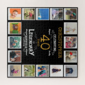 40e verjaardag zwart goud foto collage legpuzzel (Horizontaal)
