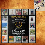 40e verjaardag zwart goud foto collage legpuzzel<br><div class="desc">Een gepersonaliseerde elegante 40th birthday puzzel die gemakkelijk aan te passen is, maar moeilijk te voltooien is voor die speciale verjaardagsfeestgelegenheid. Creëer je eigen unieke fotopuzzel voor een speciaal 40e verjaardagscadeau. Met 16 aangepaste foto's kan de fotopuzzel extra worden gepersonaliseerd met de naam en elke leeftijd. Fotopuzzels zijn erg leuk...</div>