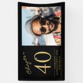40e verjaardag zwart goud foto spandoek (Verticaal)