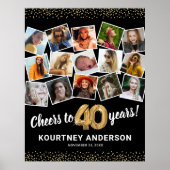 40e verjaardag zwart goud fotofeest poster