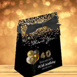 40e verjaardag zwart goud glitter leopard bedankt bedankdoosjes