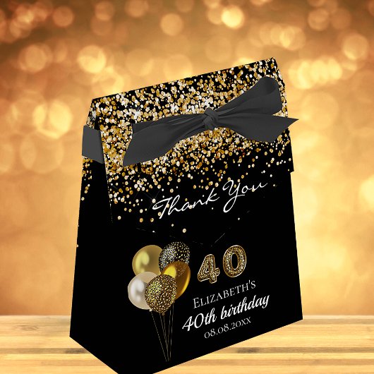 40e verjaardag zwart goud glitter leopard bedankt bedankdoosjes