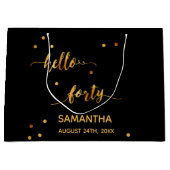 40e verjaardag zwart goud hallo naamscript groot cadeauzakje (Voorkant)