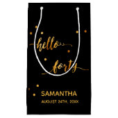 40e verjaardag zwart goud hallo naamscript klein cadeauzakje (Voorkant)