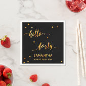 40e verjaardag zwart goud hallo naamscript servet (Insitu)