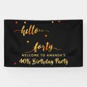 40e verjaardag zwart goud hallo naamscript spandoek (Horizontaal)