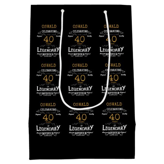 40e verjaardag zwart goud legendarische retro medium cadeauzakje (Achterkant)
