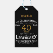 40e Verjaardag Zwart Goud Legendary Cadeaulabel (Voorkant)