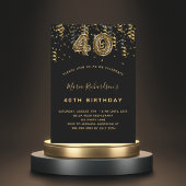 40e verjaardag zwart goud luipaard patroon kaart