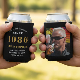 40e verjaardag zwart goud met foto blikjeskoeler