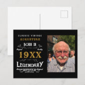 40e verjaardag Zwart Goud Retro Foto Briefkaart (Voorkant / Achterkant)