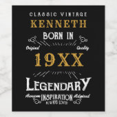 40e verjaardag zwart goud toevoegen Naam jaar Wijn Etiket (Enkel label)