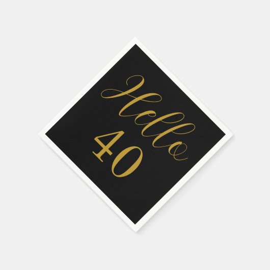 40e verjaardag zwart goud verjaardagsfeest servet (Hoek)