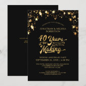40e verjaardag Zwart & Gouden sterren 40 JAAR Kaart (Voorkant / Achterkant)