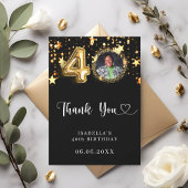 40e verjaardag zwart gouden sterren foto bedankkaart