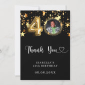 40e verjaardag zwart gouden sterren foto bedankkaart (Voorkant)
