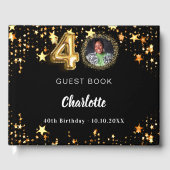 40e Verjaardag zwart gouden sterren foto Gastenboek (Voorkant)