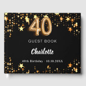40e verjaardag zwart gouden sterren gastenboek (Voorkant)