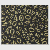 40e verjaardag zwart/goudgrijs patroon 40 cadeaupapier (Vlak)