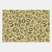 40e verjaardag zwart/goudgrijs patroon 40 inpakpapier vel (Voorkant 2)