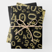 40e verjaardag zwart/goudgrijs patroon 40 inpakpapier vel (In situ)