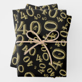 40e verjaardag zwart/goudkleurig patroon 40 inpakpapier vel (In situ)