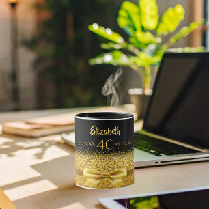 40e verjaardag zwart goudmonogram stijlvol mok