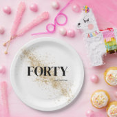 40e verjaardag zwart & goudveertig papieren bordje (Feest)