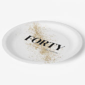 40e verjaardag zwart & goudveertig papieren bordje (Gekanteld)