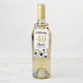 40e Verjaardag Zwart Grijs Goud Glitter Confetti Flessenhanger (Op fles)