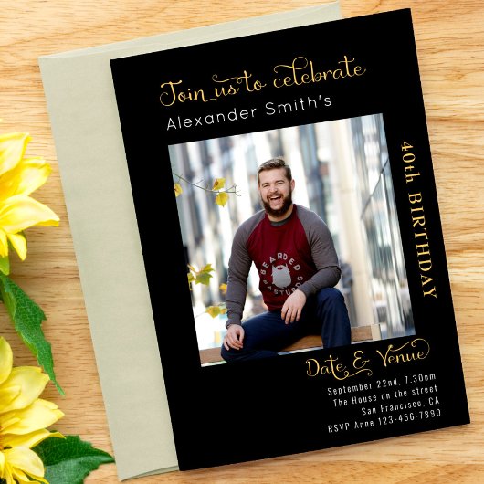 40e verjaardag zwart kaart