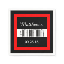 40e Verjaardag Zwart met Rood Lijst Custom V01C3