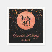 40e verjaardag zwart roos goud hallo 40 naam servet (Voorkant)