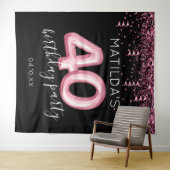 40e verjaardag zwart roze foto achtergrond wandkleed (In Situ (horizontaal))