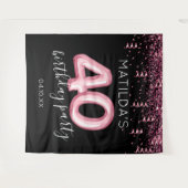 40e verjaardag zwart roze foto achtergrond wandkleed (Voorkant (horizontaal))