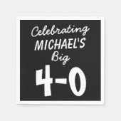 40e verjaardag zwart, speciaal papier, luiers servet (Voorkant)