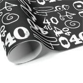 40e verjaardag Zwart Typografisch Cadeaupapier (Rol Hoek)