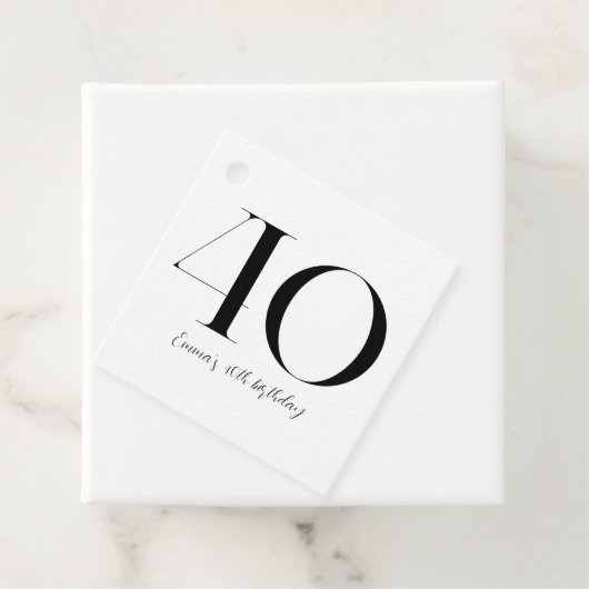 40e verjaardag zwart-wit bedankjes labels (In situ)