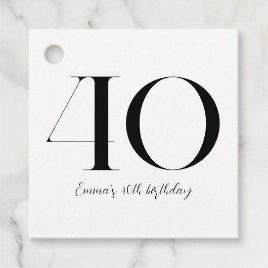 40e verjaardag zwart-wit bedankjes labels (Voorkant)